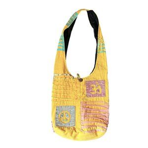 Boho Hippie Crossbody Sling 100% Cotton Lined Tote Bag, Made in Nepal